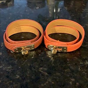 Orange and brown leather wrap bracelet price/ea